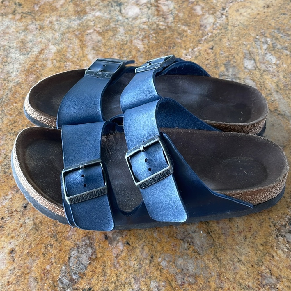 Blue Double Strap Birkenstock Sandals